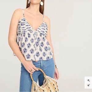 J. Crew Gathered Lux gauze camisole tank in gathered floral block print